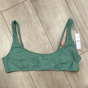 NWT J.CREW Women's Heritage Bikini Top Scoop Neck Green